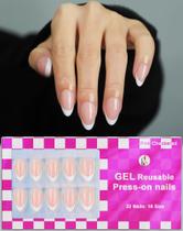Unhas postiças OIFEN French Almond em gel 32 peças com acabamento brilhante Unhas postiças OIFEN French Almond em gel 32 peças com acabamento brilhante