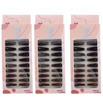 Unhas Postiças Preto Básico Elegância Kit