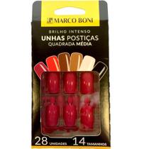 Unhas posticas quadradas medias cor rosa marco boni