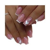 Unhas Postiças Quadradas Médias Pretas Com Glitter 24PCS ARTAUG Charms De Unhas Em Cores Doces De