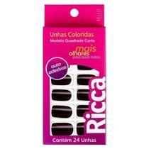 Unhas Postiças Quadrado Curto Chocolate 24 uni - Ricca