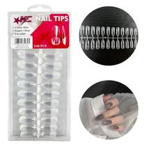 Unhas Postiças Soft Gel transparente flexível ALMOND 240un