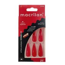 Unhas Postiças Stiletto Longa Vermelho C/24 Unhas UP509 - Macrilan