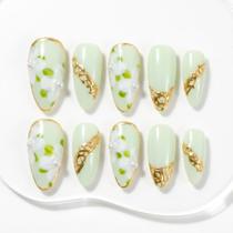 Unhas Postiças Sun&Beam Artesanais Médio Amêndoa Verde 10 unidades