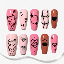 Unhas Postiças Sun&Beam Artesanais Médio Coffin Rosa Marrom