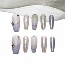 Unhas Postiças Sun&Beam Médio Coffin Lavanda Perolado Unhas Postiças Sun&Beam Médio Coffin Lavanda Perolado
