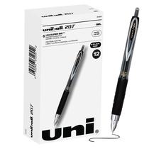 uni-ball 207 Gel Pens Retrátil Fine Point Micro Tip, 0.5mm, Preto, 12 Pack