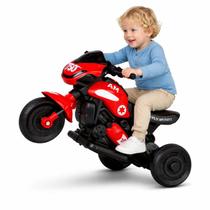 Uni Toys Moto Elétrica Infantil Red 3004 Vermelha E Preta 6V com Luzes e Sons para Desenvolvimento Motor A partir de 2 Anos
