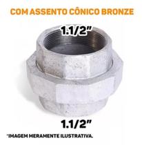 Uniao Galvanizada Assento Conico Bronze 1.1/2" Rosca Bsp - Mech Uniao Galvanizada Assento Conico Bronze 1.1/2" Rosca Bsp - Mech