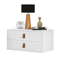 Unic 60cm: mesa de cabeceira Branco com Puxadores de Couro