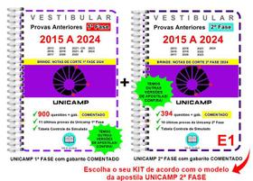 Unicamp 1ª e 2ª Fase Provas 2015 a 2024 Gabarito Comentado