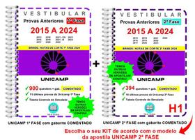 Unicamp 1ª e 2ª Fase Provas 2015 a 2024 Gabarito Comentado