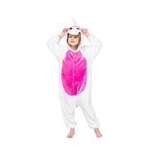 Unicórnio Alado Branco Rosa Infantil Kigurumi Macacão Fantasia