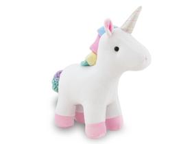 Unicórnio Branco/Rosa de Pelúcia 30cm Decoração Infantil Anti-alérgico