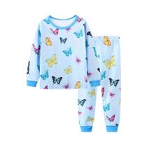 Unicórnio cartoon pijama para meninas, manga longa, duas peças set