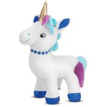 Unicórnio de Pelúcia Branco e Azul 34 cm Antialérgico Unicórnio de Pelúcia Branco e Azul 34 cm Antialérgico