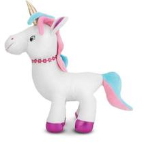 Unicórnio de Pelúcia Branco e Rosa 34 cm Antialérgico Unicórnio de Pelúcia Branco e Rosa 34 cm Antialérgico