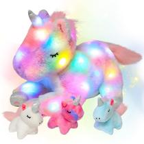 Unicórnio de pelúcia Hopearl LED de pelúcia com 3 bebês unicórnios Unicórnio de pelúcia Hopearl LED de pelúcia com 3 bebês unicórnios