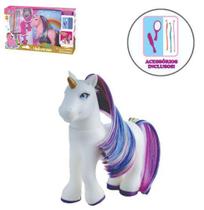 Unicornio de vinil com crina e acessorios na caixa - Adijomar Unicornio de vinil com crina e acessorios na caixa - Adijomar