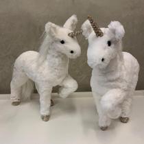Unicórnio Decorativo Snow Moose Branco 35cm Tok Da Casa-Pç