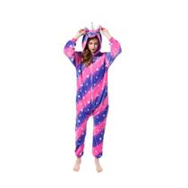 Unicórnio Estrelas Azul E Rosa Adulto Pijama Kigurumi Macacão Fantasia