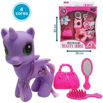 Unicornio / poney de vinil com crina e calda + acessorios romantic merry 6 pecas - SPIDER