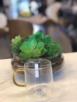 Unidade Caneca de Vidro Borossilicato com Alça Amarela 320ml - Wolff Unidade Caneca de Vidro Borossilicato com Alça Amarela 320ml - Wolff