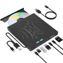 Unidade de DVD externa Wabcon 7 em 1 USB 3.0 e tipo C para laptop Unidade de DVD externa Wabcon 7 em 1 USB 3.0 e tipo C para laptop