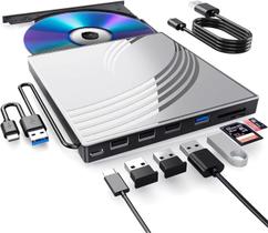 Unidade externa de CD/DVD BPAKDU Ultra Slim USB 3.0 Hub Silver