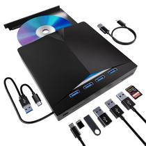 Unidade Externa de CD/DVD VAIYI - Leitura 8x DVD e 24x CD - USB 3.0/USB-C