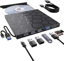Unidade Externa de CD/DVD VAIYI - USB 3.0 8 em 1 para Laptop e Desktop Unidade Externa de CD/DVD VAIYI - USB 3.0 8 em 1 para Laptop e Desktop