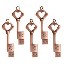 Unidade flash USB LEIZHAN Metal Key de 16 GB (pacote com 5) Love Heart