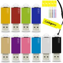 Unidade flash USB Nicepicten 16GB USB 2.0, pacote com 10 unidades com cordão