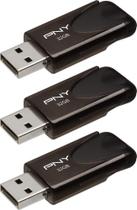 Unidade flash USB PNY Attaché 4 32GB USB 2.0, pacote com 3