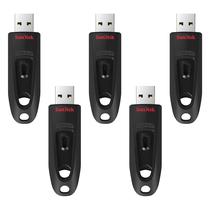 Unidade flash USB SanDisk Ultra 128GB, pacote com 5 USB 3.0, preta Unidade flash USB SanDisk Ultra 128GB, pacote com 5 USB 3.0, preta