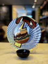 Unidade prato Burger Collection c/ mini molheira branca 1ª linha Alleanza 02