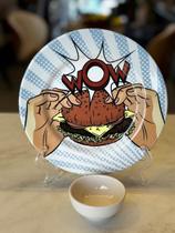 Unidade prato Burger Collection c/ mini molheira branca 1ª linha Alleanza 04