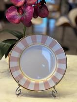 Unidade Prato Sobremesa Pink Strip 20cm Borda Dourada Alleanza