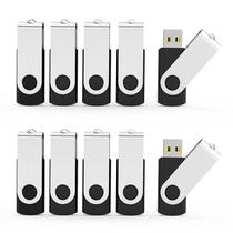 Unidades flash USB Aiibe 16GB USB 2.0, pacote com 10 unidades, pretas