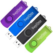 Unidades flash USB SamData 128 GB x 4 com luz LED de 4 cores