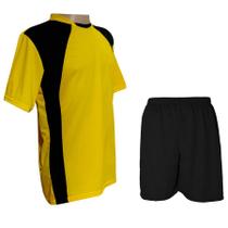 Uniforme 20+1 Camisa Amarelo/Preto, Calção Preto e Goleiro