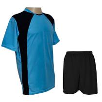 Uniforme 20+1 Camisa Celeste/Preto, Calção Preto e Goleiro