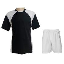 Uniforme 20+1 Camisa Preto/Branco, Calção Branco e Goleiro