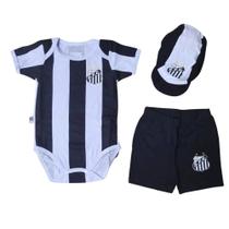 Uniforme Bebê Santos Body Shorts e Boné Oficial