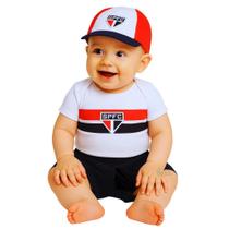 Uniforme Bebê São Paulo Body Shorts e Boné Oficial