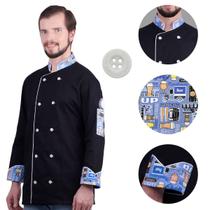 Uniforme Chef Mestre Cervejeiro Azul Cerveja Bar Drink Dolmã