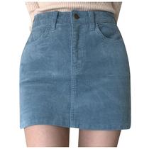 Uniforme Cintura Vintage Cordur A-line Saia de cintura alta xadrez saia plissada