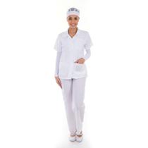 Uniforme Conjunto De Calça E Jaleco E Baby Look Manga Longa Tamanho:MCor:Branco Uniforme Conjunto De Calça E Jaleco E Baby Look Manga Longa Tamanho:MCor:Branco