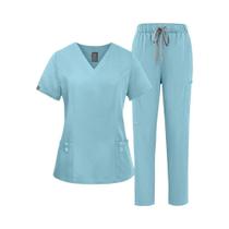 Uniforme De Enfermeira Unissex Com Decote Em V, Roupas Médicas Para Hospital, Conjunto De Scrubs