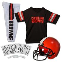 Uniforme de Futebol Americano Infantil Franklin Sports Cleveland Browns - Conjunto com Capacete, Jersey e Calças - Tamanho Médio